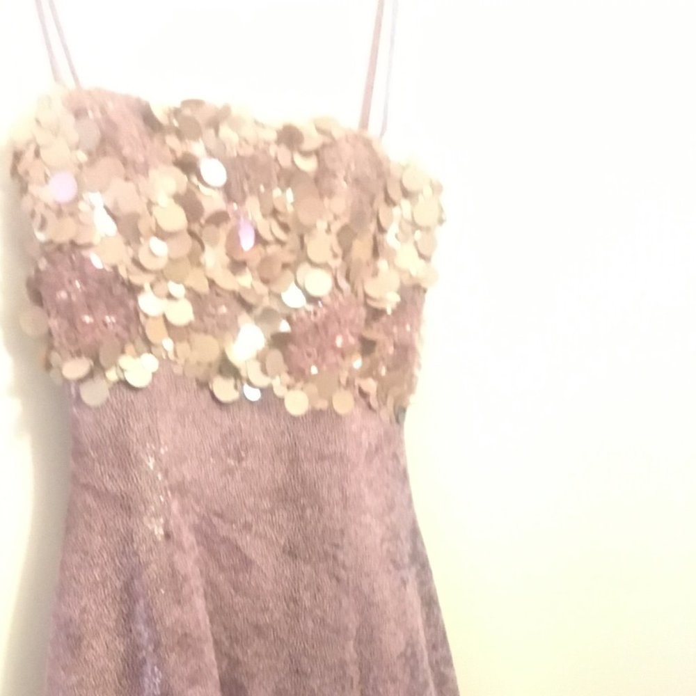 Alpha Beta Pink Sequined Evening Gown